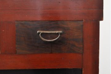 和製アンティーク　和モダンなお部屋にぴったりのツートンカラーが目を引く重ね水屋箪笥(収納棚、戸棚、食器棚、キャビネット)(R-053023)
