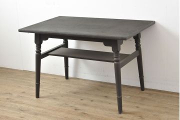【簡易リペア限定品】ビンテージ家具　松本民芸家具　上品な佇まいが大人空間を演出する棚付きダイニングテーブル(食卓、2人掛け、4人掛け、ヴィンテージ)(R-053045)