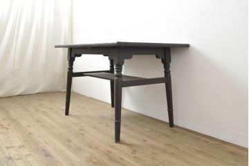 【簡易リペア限定品】ビンテージ家具　松本民芸家具　上品な佇まいが大人空間を演出する棚付きダイニングテーブル(食卓、2人掛け、4人掛け、ヴィンテージ)(R-053045)
