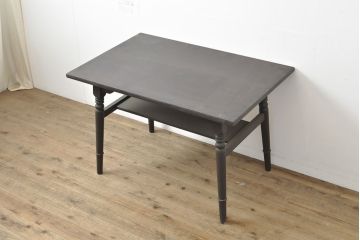 【簡易リペア限定品】ビンテージ家具　松本民芸家具　上品な佇まいが大人空間を演出する棚付きダイニングテーブル(食卓、2人掛け、4人掛け、ヴィンテージ)(R-053045)