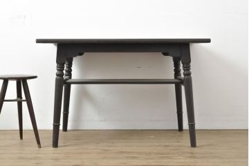 【簡易リペア限定品】ビンテージ家具　松本民芸家具　上品な佇まいが大人空間を演出する棚付きダイニングテーブル(食卓、2人掛け、4人掛け、ヴィンテージ)(R-053045)