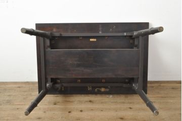 【簡易リペア限定品】ビンテージ家具　松本民芸家具　上品な佇まいが大人空間を演出する棚付きダイニングテーブル(食卓、2人掛け、4人掛け、ヴィンテージ)(R-053045)