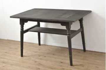 【簡易リペア限定品】ビンテージ家具　松本民芸家具　上品な佇まいが大人空間を演出する棚付きダイニングテーブル(食卓、2人掛け、4人掛け、ヴィンテージ)(R-053046)