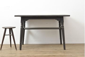 【簡易リペア限定品】ビンテージ家具　松本民芸家具　上品な佇まいが大人空間を演出する棚付きダイニングテーブル(食卓、2人掛け、4人掛け、ヴィンテージ)(R-053046)