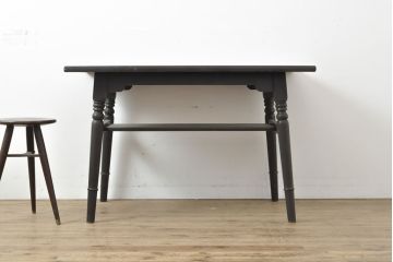 【簡易リペア限定品】ビンテージ家具　松本民芸家具　上品な佇まいが大人空間を演出する棚付きダイニングテーブル(食卓、2人掛け、4人掛け、ヴィンテージ)(R-053046)