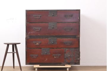 和製アンティーク　新潟県　村上箪笥　時代の味わいが魅力的な収納箪笥(時代箪笥、和たんす、整理箪笥、引き出し、チェスト、タンス)(R-053049)