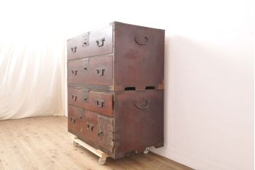 和製アンティーク　新潟県　村上箪笥　時代の味わいが魅力的な収納箪笥(時代箪笥、和たんす、整理箪笥、引き出し、チェスト、タンス)(R-053049)