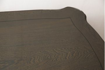 中古　美品　タガヤサン　細やかな彫刻が美しい、ガラス天板付きダイニングテーブル(食卓)(R-053051)