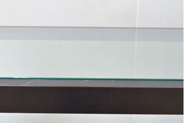 中古　ガラス棚とアイアンの組み合わせがクールでかっこいいアイアンラック(飾り棚、シェルフ、オープンラック、収納棚)(R-053052)