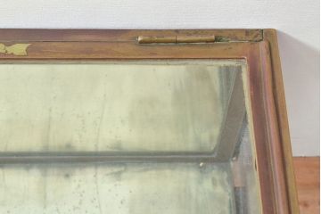 フランスアンティーク　真鍮枠がおしゃれなRガラス卓上ショーケース(ガラスケース、店舗什器、曲げガラス、陳列棚)(R-053054)