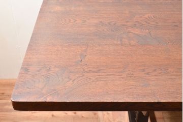 フランスアンティーク　オーク材　アイアンレッグがクールでかっこいい特大テーブル(ダイニングテーブル、作業台)(R-053055)