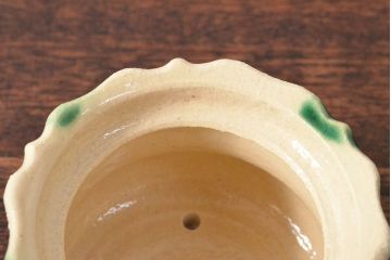 桃山窯　林英仁　弥七田　おりべ　香炉　共箱(織部焼)(R-053056)