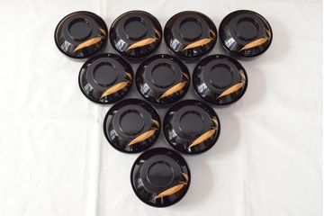 明治〜大正　輪島塗　金蒔絵の見事な木製椀10客(漆器、お椀)(R-053060)