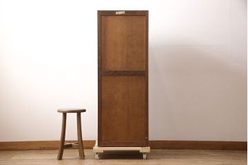 中古　美品　松本民芸家具　シンプルな作りで合わせやすいD型小物整理箪笥(縦型チェスト、引き出し、収納タンス)(定価約27万円)(R-053063)