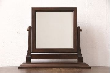 中古　美品　松本民芸家具　シックな佇まいが目を引く卓上ミラー(置き鏡)(R-053067)