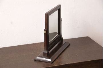 中古　美品　松本民芸家具　シックな佇まいが目を引く卓上ミラー(置き鏡)(R-053067)