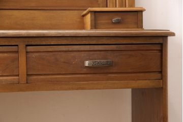 イギリスアンティーク　バーチ材　シンプルなデザインが目を引くドレッサー+チェアセット(鏡台、ミラー、椅子)(R-053069)