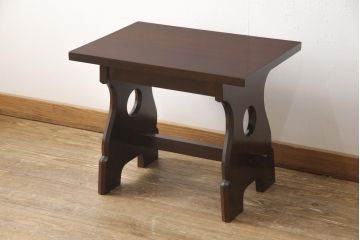 中古　美品　松本民芸家具　和モダンスタイルにおすすめの#12型茶卓(サイドテーブル、飾り台)(R-053076)