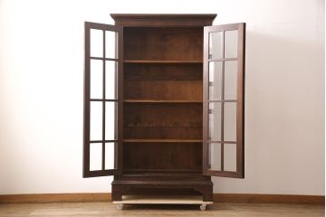 中古　美品　松本民芸家具　シックなインテリアと相性の良いC型書棚(ブックケース、本棚、本箱、飾り棚、収納棚、キャビネット)(定価約63万円)(R-053082)