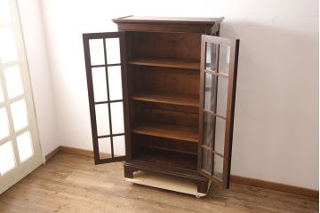 中古　美品　松本民芸家具　シックなインテリアと相性の良いC型書棚(ブックケース、本棚、本箱、飾り棚、収納棚、キャビネット)(定価約63万円)(R-053082)