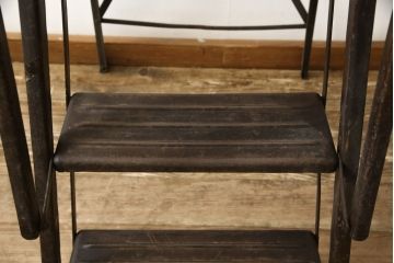 フランスアンティーク　スチール　一風変わったデザインが面白い脚立(ラダー、ステップ、飾り台)(R-053089)
