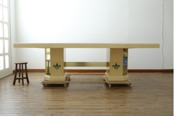 中古　フランス高級家具　八角形の天板が珍しい!お洒落なデザインが魅力の大型ダイニングテーブル　定価約130万円　(R-053090)