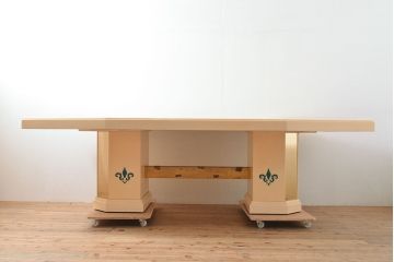 中古　フランス高級家具　八角形の天板が珍しい!お洒落なデザインが魅力の大型ダイニングテーブル(4人掛け、6人掛け、食卓)(定価約130万円)(R-053090)
