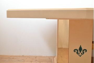 中古　フランス高級家具　八角形の天板が珍しい!お洒落なデザインが魅力の大型ダイニングテーブル(4人掛け、6人掛け、食卓)(定価約130万円)(R-053090)