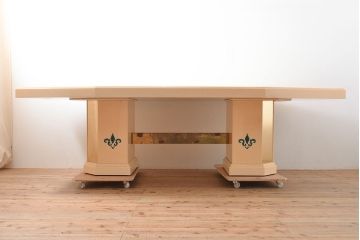 中古　フランス高級家具　八角形の天板が珍しい!お洒落なデザインが魅力の大型ダイニングテーブル(4人掛け、6人掛け、食卓)(定価約130万円)(R-053090)