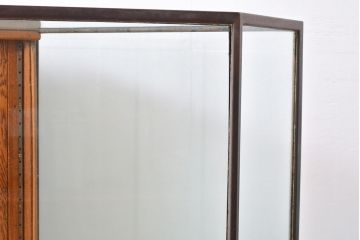 フランスアンティーク　六角形のフォルムが珍しい!フレームに真鍮が使われているガラスケース(ショーケース、店舗什器)(R-053091)