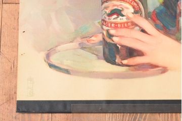 当時物　昭和初期　キリンビールポスター(多田北鳥、麒麟麦酒、精版印刷会社)(R-053111)