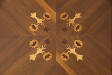 中古　イタリア製　美しい曲線のデザインが魅力的なリフティングテーブル(ダイニングテーブル、ラウンドテーブル)(R-053113)