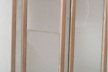 アンティーク建具　ダイヤガラス　枡格子に施された凝った意匠がアクセントになるガラス戸1枚(引き戸、建具)(R-053120)