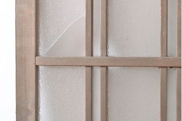アンティーク建具　ダイヤガラス　枡格子に施された凝った意匠がアクセントになるガラス戸1枚(引き戸、建具)(R-053120)