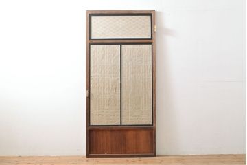 アンティーク建具　組子細工が雅やかな雰囲気を演出する組子入り扉1枚(ドア、障子戸、格子戸、建具)(R-053123)