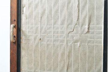 アンティーク建具　組子細工が雅やかな雰囲気を演出する組子入り扉1枚(ドア、障子戸、格子戸、建具)(R-053123)