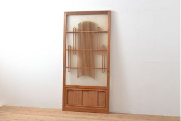 アンティーク建具　一風変わった凝ったつくりが魅力的なガラス戸1枚(引き戸、建具)(R-053127)