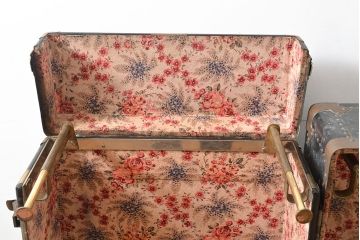 和製アンティーク　レトロな花柄がかわいらしい船トランク(R-053129)