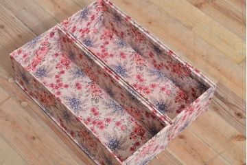 和製アンティーク　レトロな花柄がかわいらしい船トランク(R-053129)