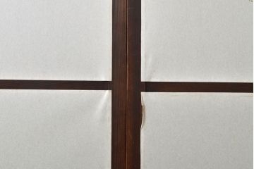 アンティーク建具　昭和初期　経年を感じる木の風合いが味わい深い幅狭格子戸2枚セット(引き戸、帯ガラス戸)(R-053132)