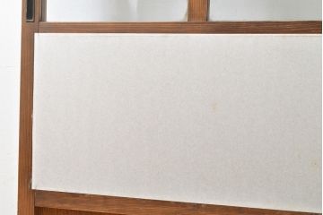 アンティーク建具　昭和初期　経年を感じる木の風合いが味わい深い幅狭格子戸2枚セット(引き戸、帯ガラス戸)(R-053132)