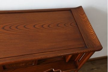 中古　美品　総ケヤキ材　玉杢　漆塗り　品のある佇まいが美しい指物飾り棚(茶棚、収納棚)(定価約140万円)(R-053144)