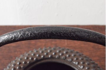 大正〜昭和初期　南部保寿堂　あられ　銀口霰鉄瓶　共箱(茶道具)(R-053148)