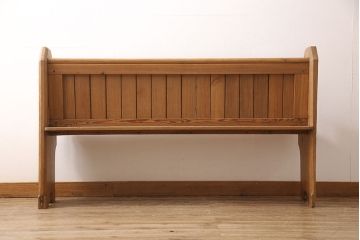 イギリスビンテージ　パイン材　ナチュラルスタイルにおすすめのチャーチベンチ(長椅子、木製ベンチ、ベンチ、ヴィンテージ)(R-053153)