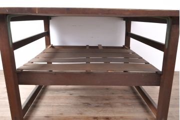 和製アンティーク　棚付きで使い勝手抜群!正方形の作業台(ダイニングテーブル)(R-053166)