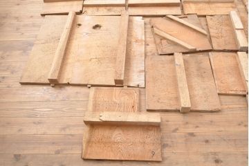 和製アンティーク　明治期　古材　DIYにおすすめ!床材として使われていた総ケヤキ材20枚セット(総欅材、総けやき材、材料、木材、板)(R-053169)