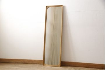 北欧ビンテージ　オーク材　シンプルなデザインが魅力的なウォールミラー(鏡、姿見、ヴィンテージ)(R-053174)