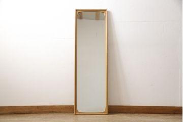 北欧ビンテージ　オーク材　シンプルなデザインが魅力的なウォールミラー(鏡、姿見、ヴィンテージ)(R-053174)