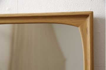 北欧ビンテージ　オーク材　シンプルなデザインが魅力的なウォールミラー(鏡、姿見、ヴィンテージ)(R-053174)