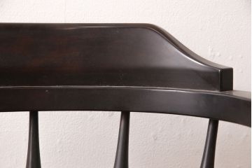 和製ビンテージ　希少　絶版品　北海道民芸家具　細部までこだわりが感じられるデスクチェア(椅子、板座チェア、ヴィンテージ)(R-053180)